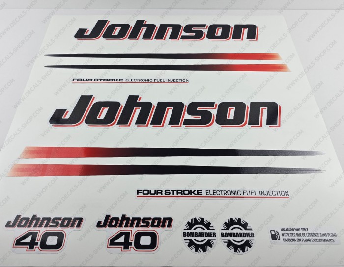 Johnson 40HP Four Stroke EFI 2002-2006 White Cowling Outboard Decal Kit
